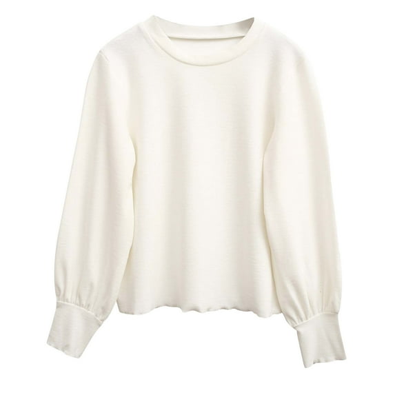 MeetoTime Children's Spring Fall Flare Sleeve Tops Solid Color Round Neck Long Sleeved Blouse for Boys Girls