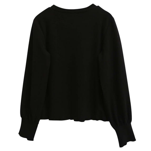 MeetoTime Children's Spring Fall Flare Sleeve Tops Solid Color Round Neck Long Sleeved Blouse for Boys Girls