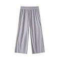 thumbnail image 1 of MeetoTime Children's Summer Long Pants Boys Girls Elastic Waist Ice Silk Stretch Solid Color Wide Leg Pants Suitable for 2-11 Years, 1 of 2