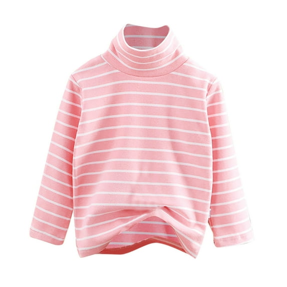 MeetoTime Girls Boys Base Shirt Loose Striped Printed High Neck Long Sleeved Top 2-14 Years Kids Clothes