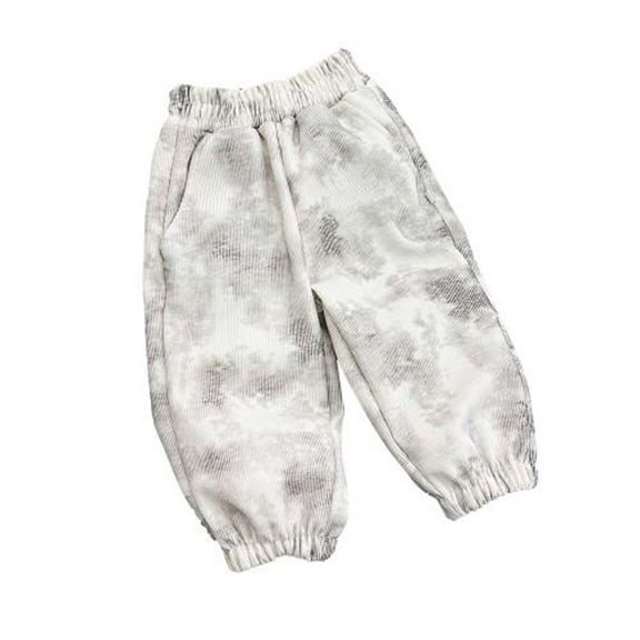 MeetoTime Girls Boys Corduroy Pants 1-12 Years Printed Elastic Waist Casual Sports Long Pants Child Clothes