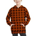 thumbnail image 1 of MeetoTime Girls Boys Oversized Hooded Sweatshirt Long Sleeve Crewneck Plaid Printed Kids Fall Winter Pullover Tops, 1 of 6
