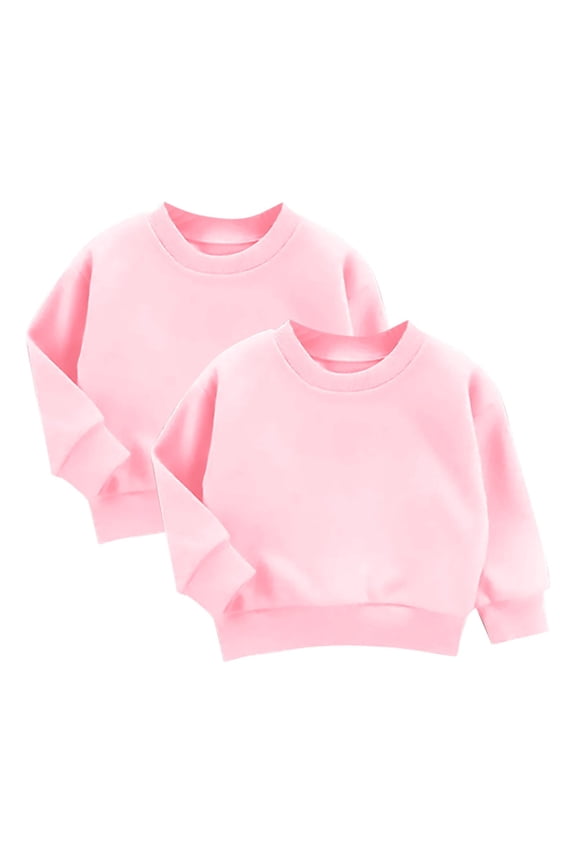 Girls Boys Sweatshirt Loose Long Sleeve Solid Color Round Neck Pullover Top 3-9 Years Kids Clothes