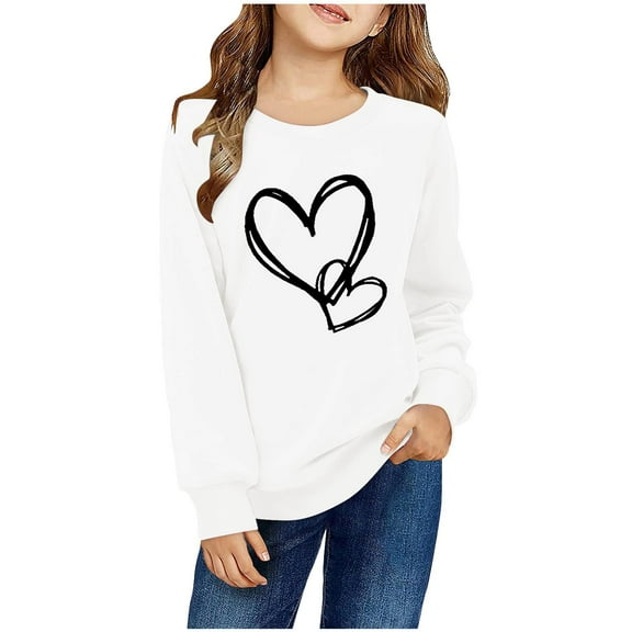 MeetoTime Girls Boys Valentine's Day Sweatshirt Soft Long Sleeve Round Neck Printed Top 2-10 Years Kids Clothes