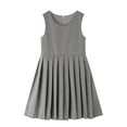 thumbnail image 1 of MeetoTime Girls Clothes 3-14 Years Solid Color Round Neck Sleeveless School Performance Pleated Dresses for Girl, 1 of 3