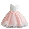thumbnail image 1 of MeetoTime Girls Dress Sleeveless Solid Color Lace Bow Performance Princess Dresses 6 Months-5 Years Baby Clothes, 1 of 7