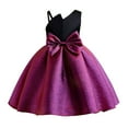 thumbnail image 1 of MeetoTime Girls Formal Dress Sleeveless Off Shoulder Solid Color Patchwork Bow Princess Dresses 2-10 Years Baby Clothes, 1 of 6