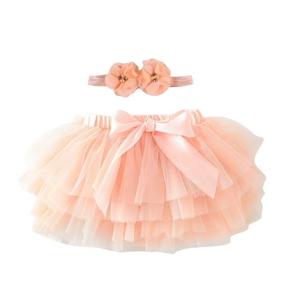 MeetoTime Girls Half Skirt Set Mesh Solid Color Elastic Waist Bow Princess Dress 0-6 Months Baby Clothes