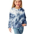 thumbnail image 1 of MeetoTime Girls Long Sleeve Shirts Tie-dye Printed Crewneck Casual Loose Dressy Blouses Children's Pullover Undershirt, 1 of 5