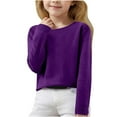thumbnail image 1 of MeetoTime Girls Long-sleeved Sweater Loose Solid Color V Neck Fall Winter Knitted Top 6-15 Years Kids Clothes, 1 of 7
