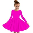 thumbnail image 1 of MeetoTime Girls Performance Dress Long Sleeved Solid Color Round Neck Stretchy School Recital Dresses 4-14 Years Children Clothes, 1 of 5