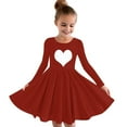 thumbnail image 1 of MeetoTime Girls Performance Dress Long Sleeved Solid Color Round Neck Stretchy School Recital Dresses 4-14 Years Children Clothes, 1 of 4