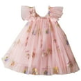 thumbnail image 1 of MeetoTime Girls Princess Dress Summer Flying Sleeve Floral Embroidery Mesh Dresses 6 Months-5 Years Baby Clothes, 1 of 5