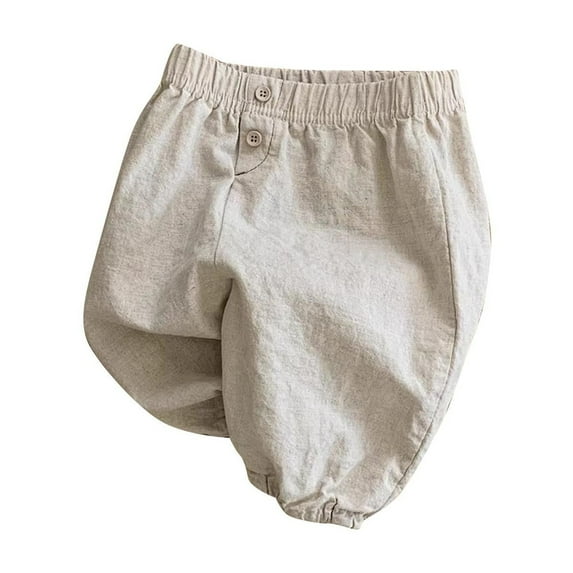 MeetoTime Infant Boys Girls Cotton Pants 0-2 Years Solid Color Elastic Waist Lightweight Outerwear Long Pants Baby Clothes