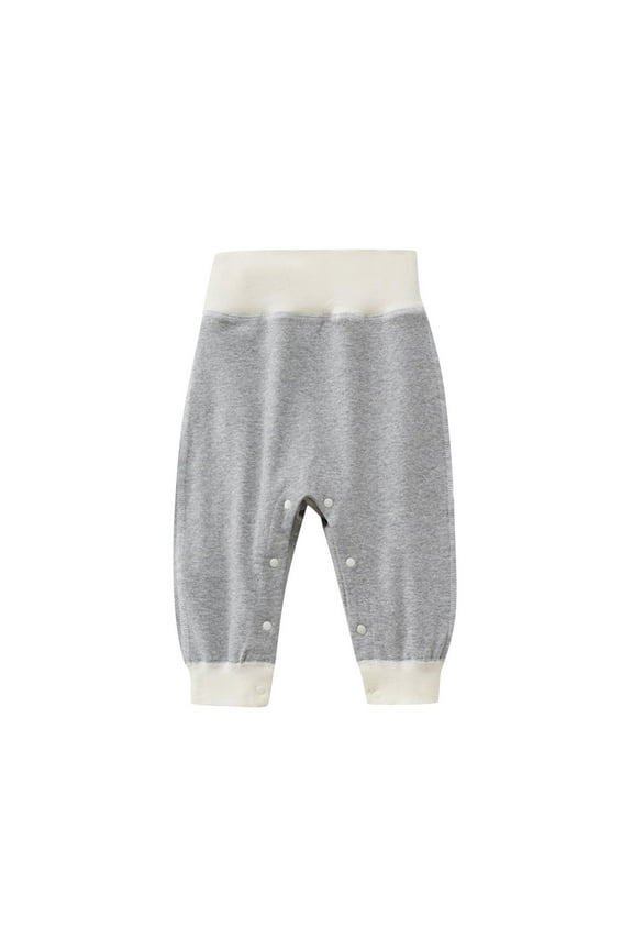 Infant Toddler Long Pants Baby High Waisted Cotton Snap Button Protection Pants Suitable for 3 Months-3 Years