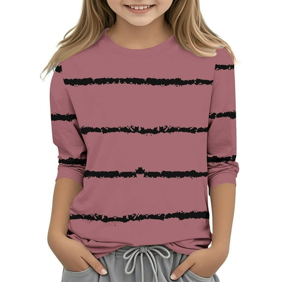 MeetoTime Kids 3/4 Sleeve Funny Graphic T-Shirt Round Neck Casual Loose Blouses for Boys Girls 3-12Years