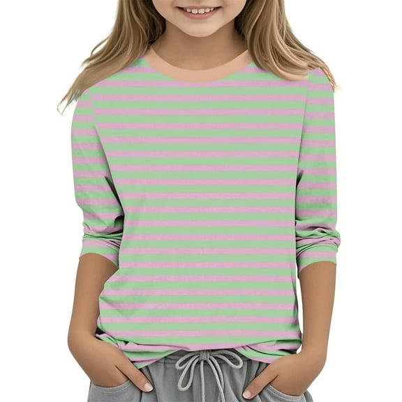 MeetoTime Kids 3/4 Sleeved T-shirt Casual Striped Printed Tunic Tops for Boys Girls 3-12 Years Children's Clothes