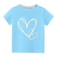thumbnail image 1 of MeetoTime Kids Boys Girls Short-sleeved Tops Heart Printed Round Neck Cotton T-shirt Children Summer Clothes, 1 of 3