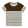 thumbnail image 1 of MeetoTime Kids Boys Girls T-shirt Round Neck Short Sleeve Striped Printed Tops Tee Summer Graphic Shirts, 1 of 5