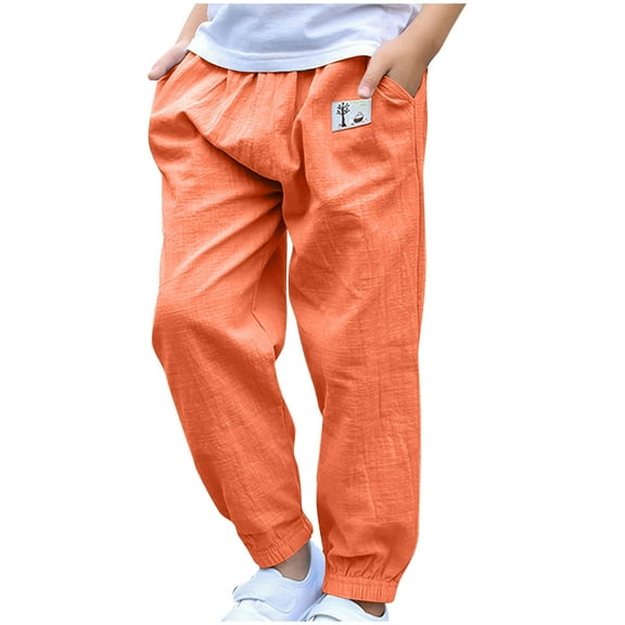 MeetoTime Kids Clothes Solid Color Elastic Waist Cinch Bottom Long Trousers Boys Girls Cotton Loose Sports Pants 3-10 Years