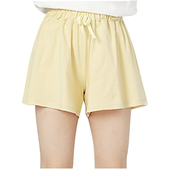 MeetoTime Kids Clothes Solid Color Elastic Waist Sports Shorts Boys Girls Summer Lace-Up Pants 8-14 Years