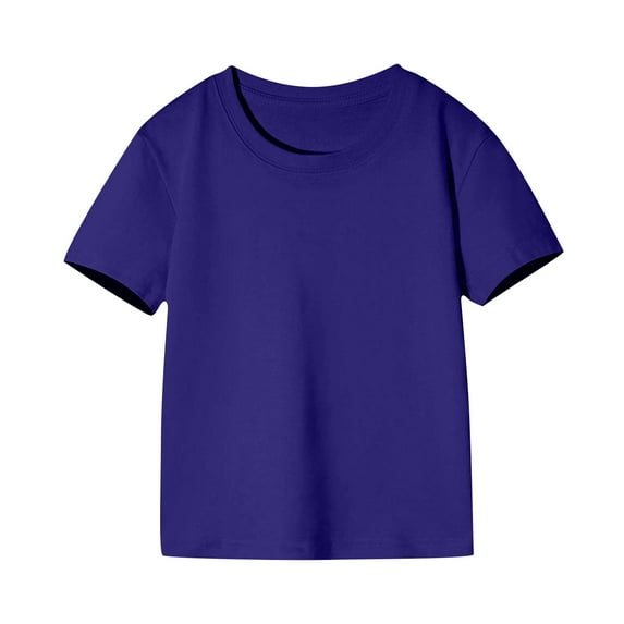 MeetoTime Kids Cotton Short Sleeve Top Solid Color Round Neck Comfortable T-shirt for Toddler Boys Girls