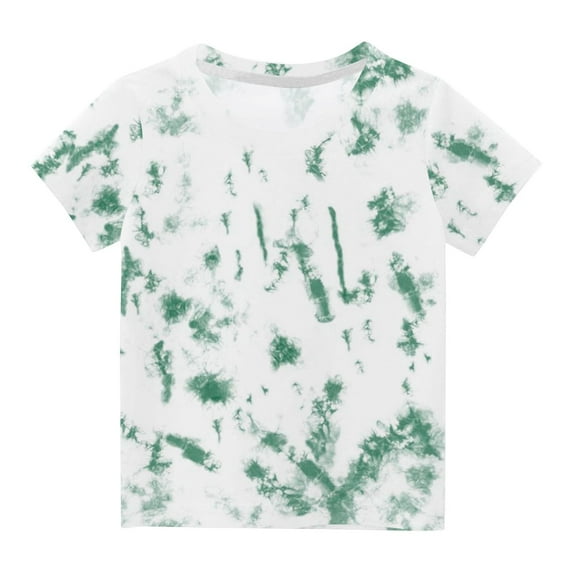 MeetoTime Kids Girls T-shirt Cute Round Neck Short Sleeve Tie-dye Printed Crop Top Tee Summer Clothes 3-14Years
