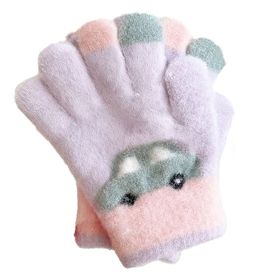 MeetoTime Kids Gloves Winter Fleece-Lined Thick Warmth Outdoor Five-Finger Cute Gloves for Boys Girls 2-5 Years
