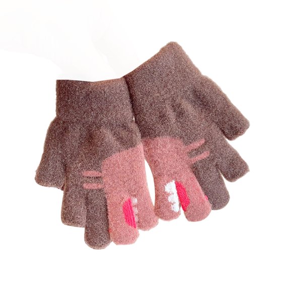 MeetoTime Kids Gloves Winter Warm Thickened Plush Outdoor Cycling Stretch Full Finger Gloves for Boys Girls 4-8 Years
