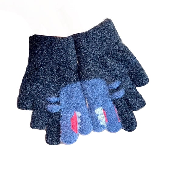 MeetoTime Kids Gloves Winter Warm Thickened Plush Outdoor Cycling Stretch Full Finger Gloves for Boys Girls 4-8 Years