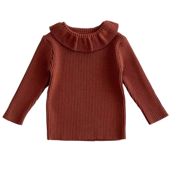 MeetoTime Kids Long Sleeve Knitted Sweater Casual Solid Color Lapel Bottoming Shirt for Baby Girls 18 Months-8 Years