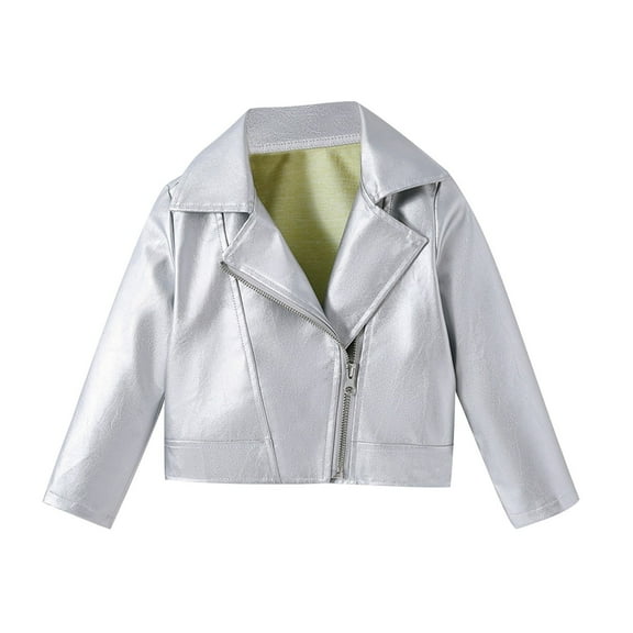 MeetoTime Kids Long Sleeved Fall Winter Leather Jacket Outerwear Solid Color Lapel Coat for Baby Boys Girls 1-9 Years
