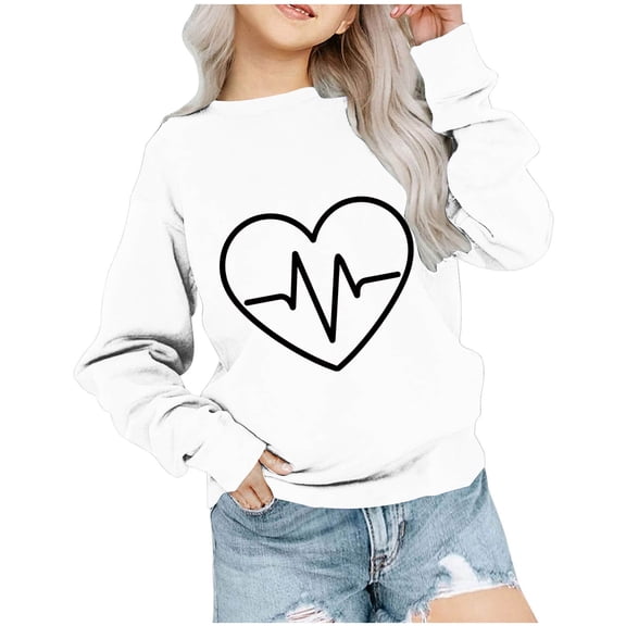 MeetoTime Kids Long Sleeved Hoodless Sweatshirts Casual Loose Pattern Printed Round Neck Top for Baby Boys Girls 1-12 Years