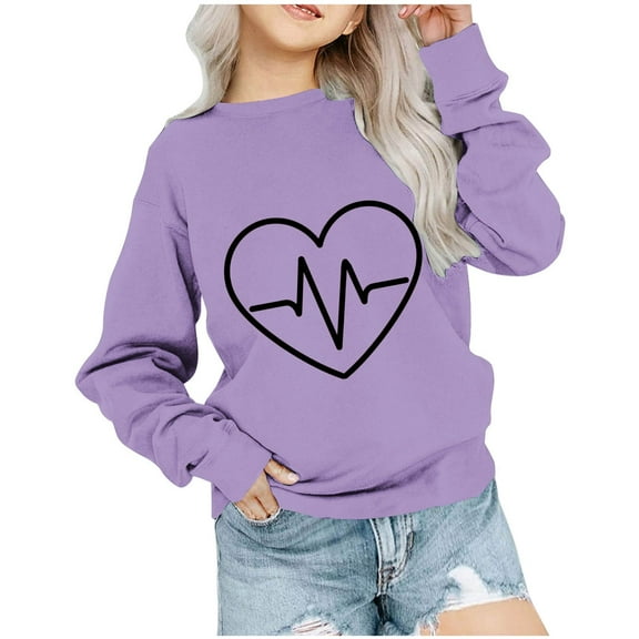 MeetoTime Kids Long Sleeved Hoodless Sweatshirts Casual Loose Pattern Printed Round Neck Top for Baby Boys Girls 1-12 Years