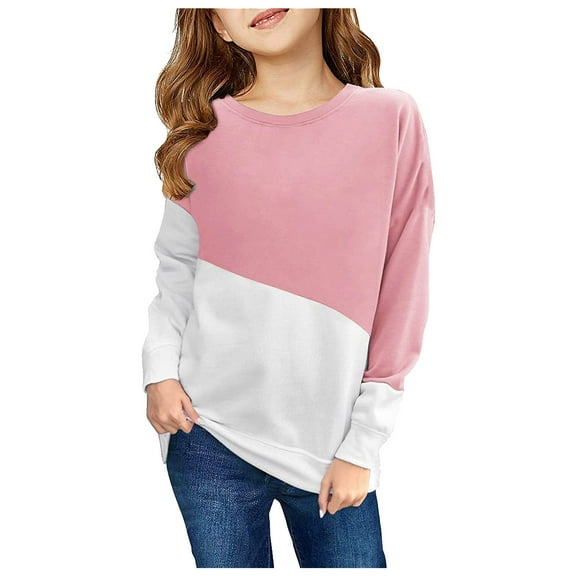 MeetoTime Kids Long Sleeved Sweatshirt Patchwork Printed Round Neck Top for Baby Boys Girls 1-12 Years