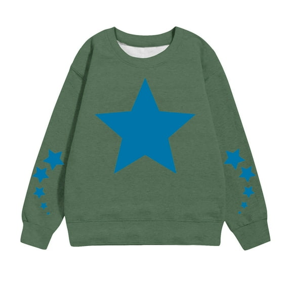 MeetoTime Kids Long Sleeved Sweatshirt Star Printed Round Neck Top for Baby Boys Girls 1-12 Years