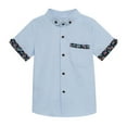 thumbnail image 1 of MeetoTime Kids Short Sleeve Lapel Shirt Solid Color Floral Summer Casual Button Top for Baby Boys Girls 3-11 Years, 1 of 3