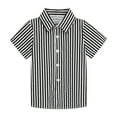 thumbnail image 1 of MeetoTime Kids Short Sleeve Lapel Shirt Solid Color Striped Thin Summer Casual Button Blouses for Baby Boys Girls 3-11 Years, 1 of 3