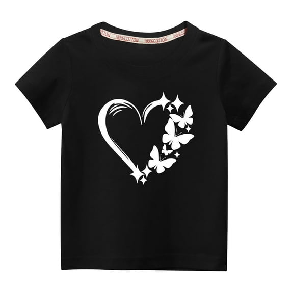 MeetoTime Kids Short Sleeve Tops Casual Loose Cotton T-Shirt for Boys Girls Heart Printed Summer Clothes