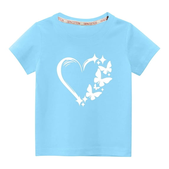 MeetoTime Kids Short Sleeve Tops Casual Loose Cotton T-Shirt for Boys Girls Heart Printed Summer Clothes