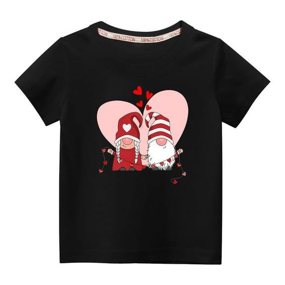 MeetoTime Kids Short Sleeve Tops Casual Loose Cotton T-Shirt for Boys Girls Valentine's Day Printed 3-10 Years