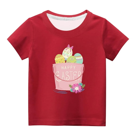 MeetoTime Kids Short Sleeve Tops Easter Printed Crewneck Casual Funny Graphic T-shirt for Boys Girls Summer Clothes 3-14 Years