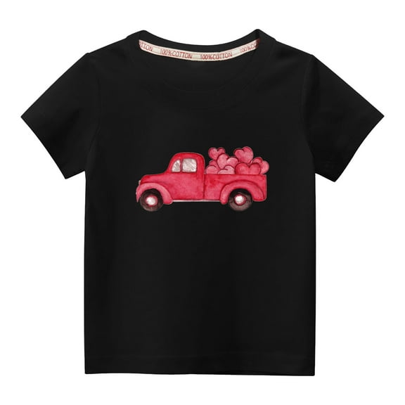 MeetoTime Kids Valentine's Day Printed Short Sleeve Tops Funny Graphic Cotton T-Shirt for Boys Girls