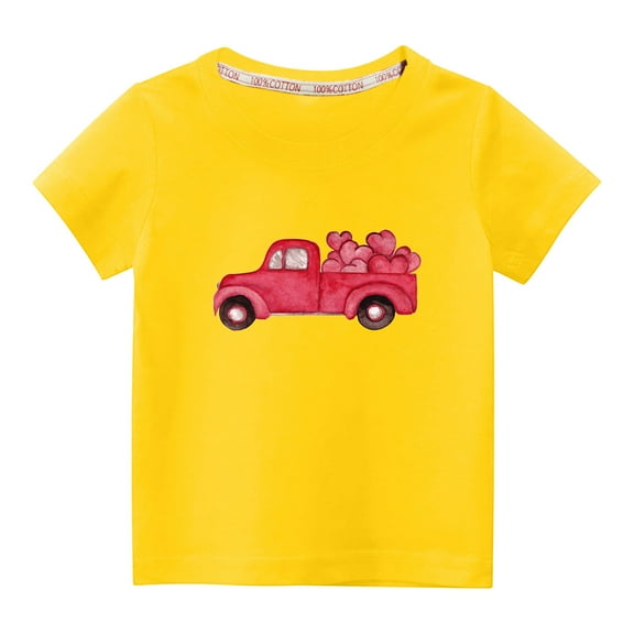 MeetoTime Kids Valentine's Day Printed Short Sleeve Tops Funny Graphic Cotton T-Shirt for Boys Girls