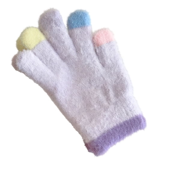 MeetoTime Kids Winter Gloves Colorful Fleece-Lined Warm Thickened Cold Weather Outdoor Stretch Gloves for Boys Girls 4-10 Years