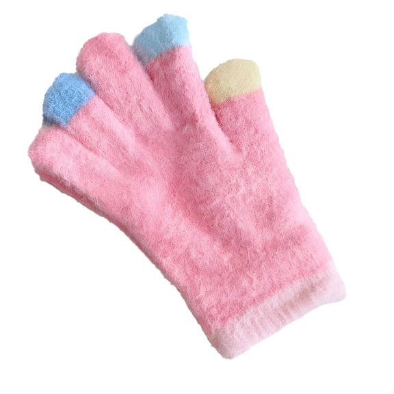MeetoTime Kids Winter Gloves Colorful Fleece-Lined Warm Thickened Cold Weather Outdoor Stretch Gloves for Boys Girls 4-10 Years