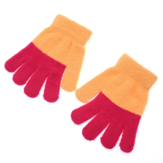 MeetoTime Kids Winter Gloves Contrast Color Fleece Full Finger Gloves for Boys Girls 0-4 Years