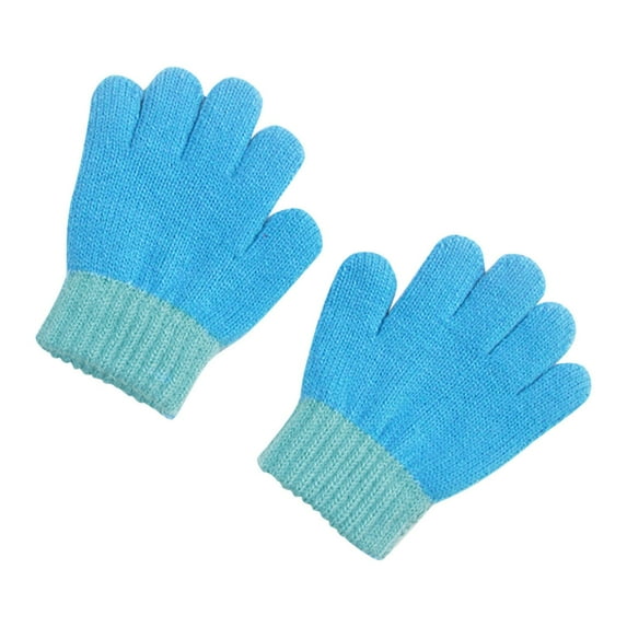 MeetoTime Kids Winter Gloves Knitted Color-blocked Warm Outdoor Cold Protection Gloves for Boys Girls 3-5 Years