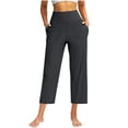 thumbnail image 1 of MeetoTime Plus Size Crop Pants for Women Casual Solid Color Sports Yoga Pants Soft Straight Leg Pants with Pocket, 1 of 7