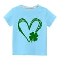 thumbnail image 1 of MeetoTime St. Patrick's Day Heart Printed Casual Short-sleeved Tops for Boys and Girls Kids Crew-neck Shirts, 1 of 3